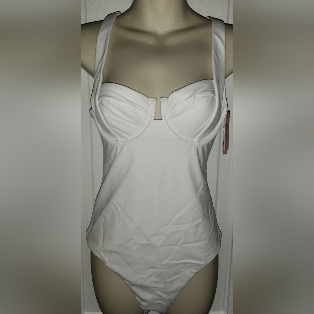 VS Swim M Full Coverage One Piece Swimsuit White